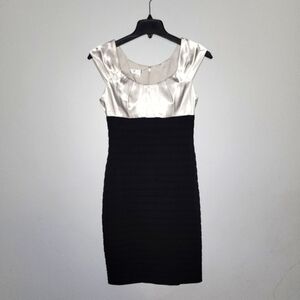 London times women's empire waist dress size 6 cream and black evening cocktail